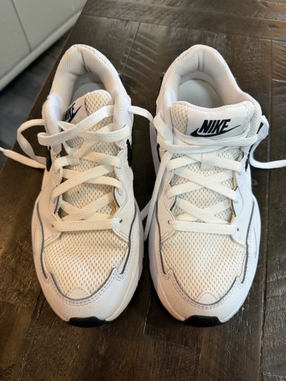 Nike White Sneakers with Black Swoosh - Picture 3 of 5